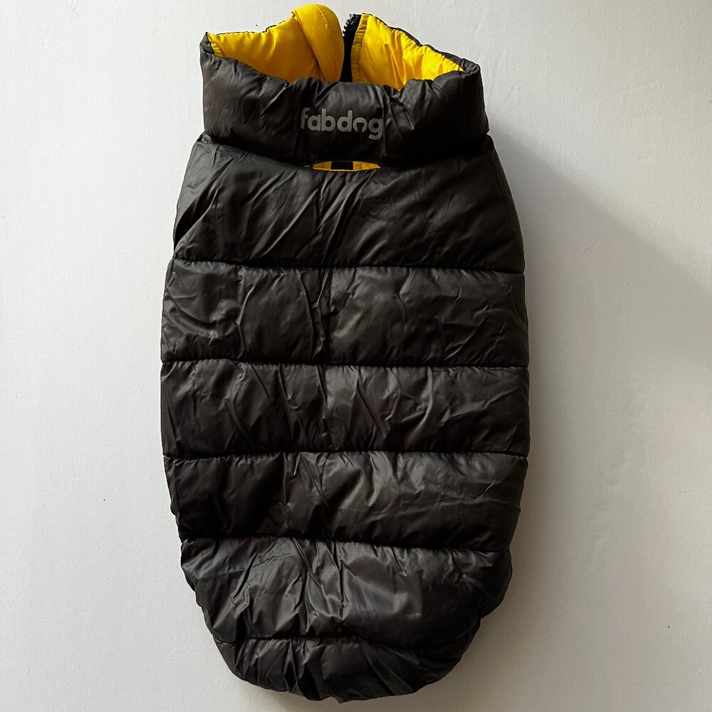 Reversible/Packable Puffer Jacket by Fab Dog - 12" -  Yellow/Black